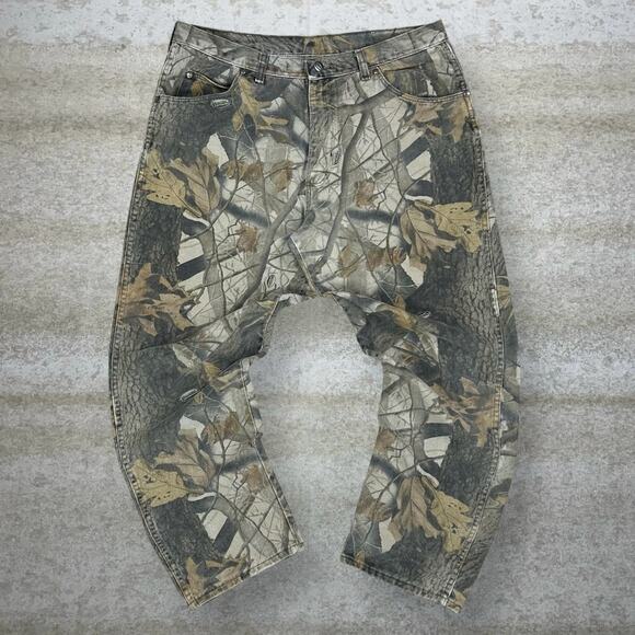 Vintage 90s Wrangler Realtree Jeans 38x30 Baggy Wide Leg Fit Hunting Camo Denim - Picture 2 of 5